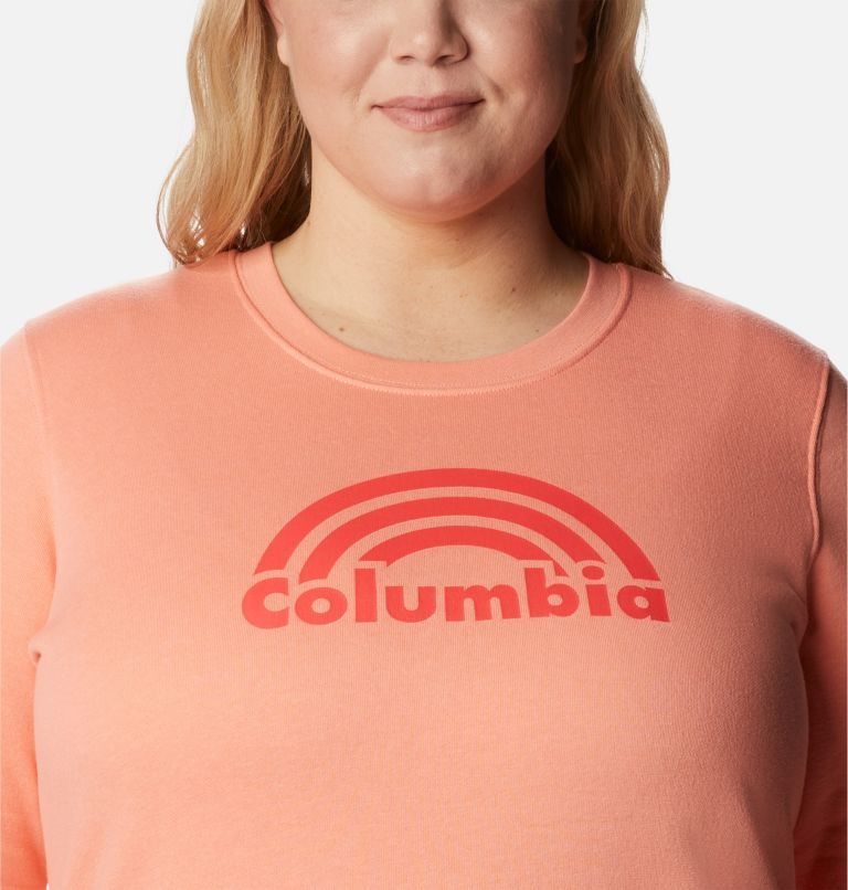 Women's Columbia Trek Graphic Crew Sweatshirts Coral | Plus Size CA-B50C3